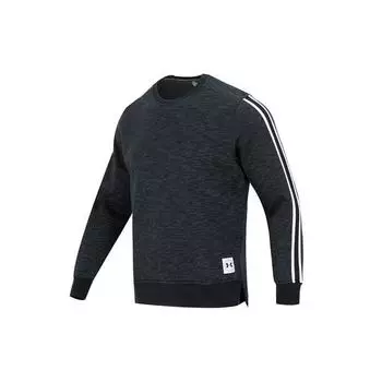 Under Armour Полосатый спортивный повседневный флисовый пуловер с круглым вырезом с длинными рукавами Мужские топы Темно-серый 1373814-001 XL