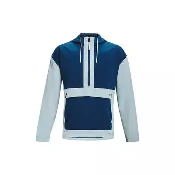 Under Armour Popover Woven Training Color Block Hooded Jacket Men Jackets Blue 1366188-478 S