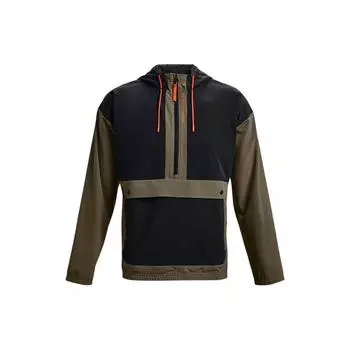 Under Armour Popover Woven Training Hoodie Color Block Men Hoodies Green 1366188-361 S