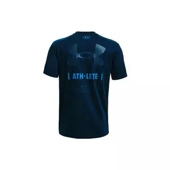 Under Armour Повседневная однотонная футболка с круглым вырезом и логотипом, мужская, синяя, 1365200-408 XXXL