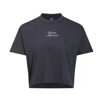 Under Armour Повседневная серия Спортивный клуб Свободная футболка с коротким рукавом и круглым вырезом Женские топы Носорог-серый 6006016-025 S