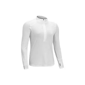 Under Armour Повседневная спортивная футболка с полумолнией для бега и тренировок с длинным рукавом для женщин, топы белого цвета 1365632-100