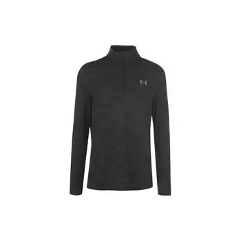 Under Armour Повседневная спортивная футболка с воротником-стойкой и полумолнией, длинный рукав, мужские топы, черный цвет 1325632-001 M