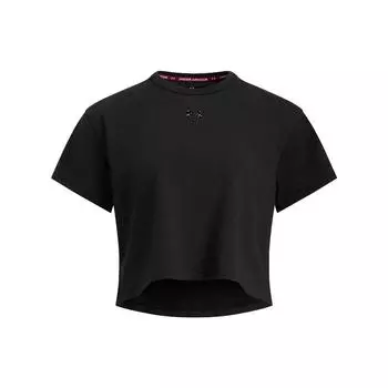 Under Armour Повседневная спортивная серия Простая футболка с круглым вырезом, свободным коротким рукавом, женские топы, черная 6006019-001 S