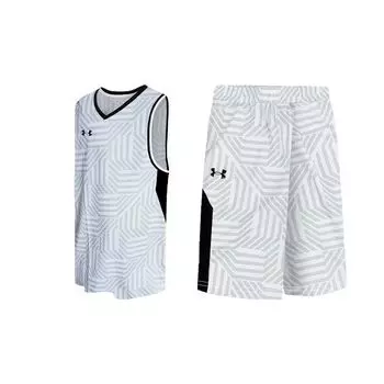 Under Armour Повседневный трикотажный жилет и шорты с принтом логотипа, баскетбольный комплект для мужчин, белый цвет 23500102-100+23500202-100 L