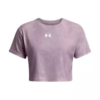 Under Armour Повторяющийся укороченный короткий рукав с принтом логотипа футболка женские топы фиолетовый 1385993-543 XS
