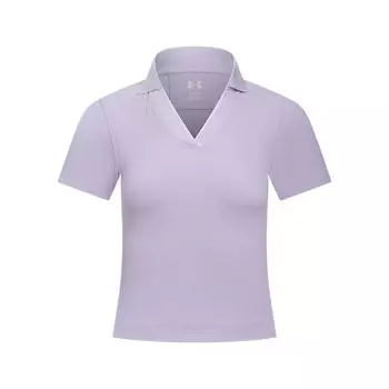 Under Armour Premier Comfortable Fashionable Sun Protection Golf Simple Versatile Short Sleeve Polo Shirt Women tops Light-Purple 1388706-535 S