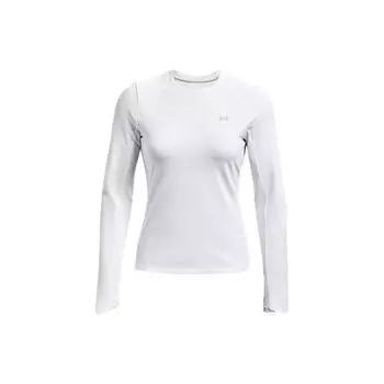 Under Armour Printed Fitted Training Sweatshirt Crew Neck Long Sleeve T Shirt Women Tops White 1366979-100 XL