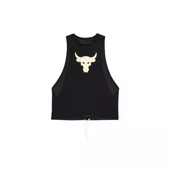Under Armour Project Rock Animal Print Безрукавка с сетчатым круглым вырезом Спортивная майка для женщин Топы черные 1369968-001 L