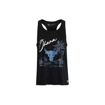 Under Armour Project Rock Beach Scene Letter Print Майка для мужчин, черные 1370475-001 XL