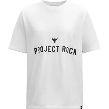 Under Armour Project Rock Campus Удобная дышащая свободная повседневная футболка с коротким рукавом для женщин, футболки белого цвета 1386440-100 M