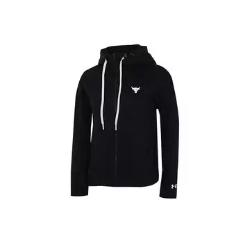 Under Armour Project Rock Cc Fleece Fz теплая спортивная толстовка с капюшоном женская верхняя одежда черная 1356958-001 S