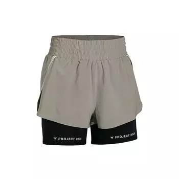 Under Armour Project Rock Color Block эластичный пояс тканые тренировочные шорты два в одном женские шорты хаки 1380188-203 M