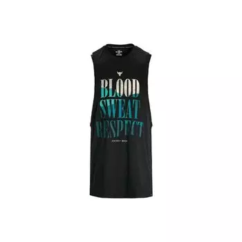 Under Armour Project Rock Gradient Letter Design Повседневный свободный жилет без рукавов с круглым вырезом для мужчин, топы, черный 1383228-001 L
