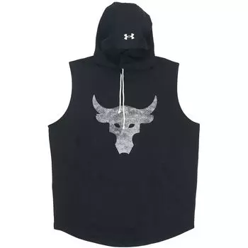 Under Armour Project Rock Хлопковый трикотажный тренировочный худи-жилет Мужские топы Черный 1367108-001 M