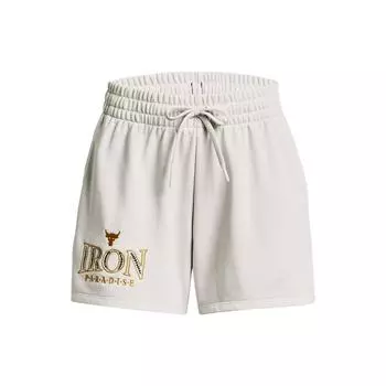 Under Armour Project Rock Johnson Everyday Letter Animal Embroidery Lace-Up Straight Leg Shorts Women shorts Clay-White 1380189-114 M