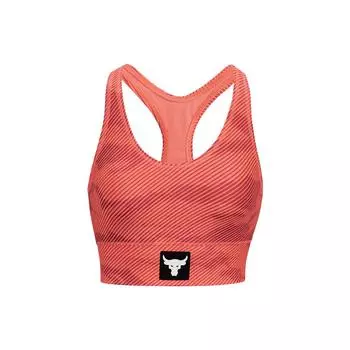 Under Armour Project Rock Johnson HeatGear Низкоинтенсивный полосатый спортивный бюстгальтер Женское нижнее белье Розовый 1371369-824 S
