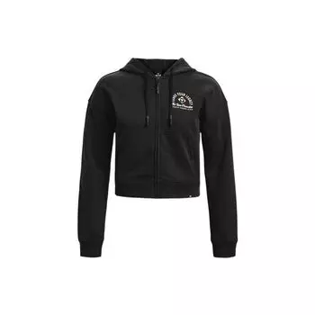Under Armour Project Rock Johnson Logo Print Hoodie Zip Hoodie Women Black 1379002-001 S
