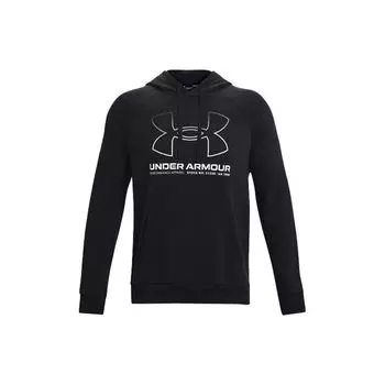 Under Armour Project Rock Johnson Series с принтом логотипа спереди, трикотажная толстовка с капюшоном на шнурке, мужские толстовки черного цвета 1366724-001 M