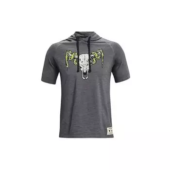 Under Armour Project Rock Johnson Спортивная повседневная футболка с капюшоном и короткими рукавами Мужские топы Темно-серые 1361719-012 L