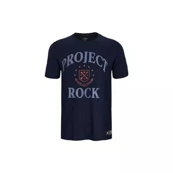 Under Armour Project Rock Letter Print Training T-Shirt Men Tops Dark-Blue 1379748-410 M