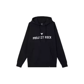 Under Armour Project Rock Letter Print Удобная модная толстовка с капюшоном для мужчин, черные 1386882-001 S