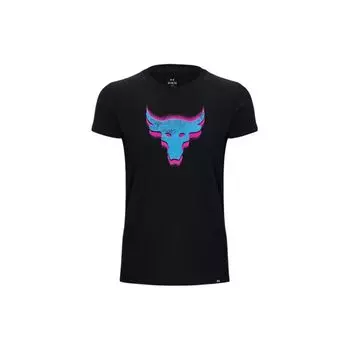 Under Armour Футболка с круглым вырезом и принтом животных Project Rock Logo, женская, черная 1382708-001 XS