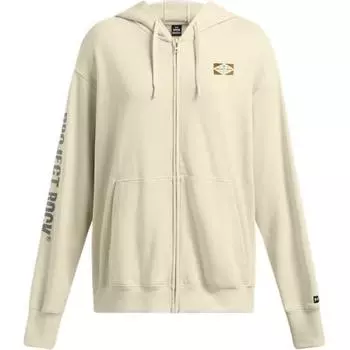 Under Armour Project Rock Loose Fit Training Zip Jacket Women Jackets Mink-White Gray 1386446-273 S