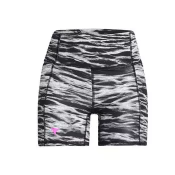 Under Armour Project Rock Мягкие удобные эластичные шорты с высокой талией, облегающие, повседневные, длиной три четверти, женские шорты, черные 1388091-001 M