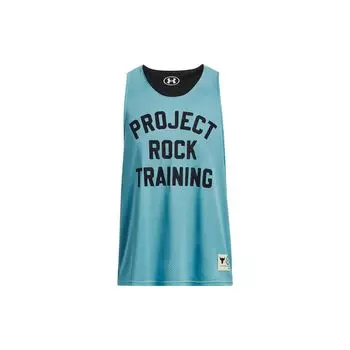 Under Armour Project Rock однотонный тренировочный баскетбольный топ с буквенным принтом для мужчин, синий 1377442-433 L