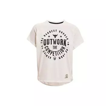 Under Armour Project Rock Outwork Дышащая футболка с короткими рукавами и графическим принтом Женские топы Агат-белый 1361062-112 L
