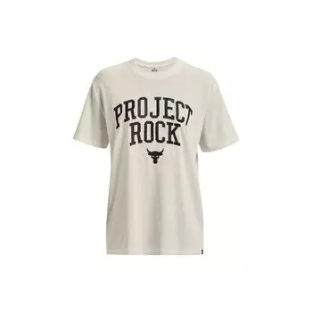 Under Armour Футболка Project Rock Printed Blend с круглым вырезом и короткими рукавами, женские топы цвета слоновой кости и белого цвета 1377449-130 L