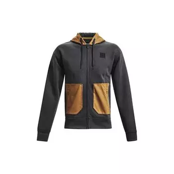Under Armour Project Rock Пуловер Флисовая толстовка с контрастным карманом Мужская верхняя одежда Угольно-нефритовый-серый 1367105-010 XL
