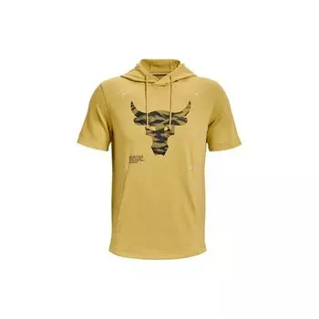 Under Armour Project Rock с капюшоном для тренировок, спортивная футболка прямого кроя с короткими рукавами, мужские топы, желтый 1370465-760 XL