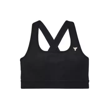 Under Armour Project Rock Solid Letter Print Средний Поддерживающий Тренировочный Спортивный Бюстгальтер Женское нижнее белье Черный 1366004-001 M