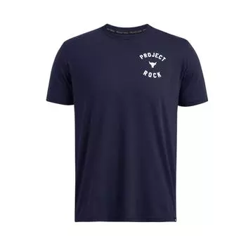 Under Armour Project Rock Training Letter Print Short Sleeve T-Shirt Men Tops Navy-Blue 1386878-410 S