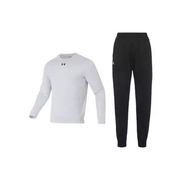 Under Armour Pullover Crew Neck Long Sleeve Logo Print Breathable Knit Sweatpants Set Unisex Sweatshirts 23600306-009+23600704-001 S