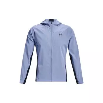 Under Armour Qualifier Logo Print Color Block Woven Hooded Jacket Men jackets Washed-Blue 1350173-420 M