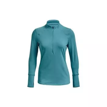 Under Armour Qualifier Solid Color Stand Collar Half Zip Sports Long Sleeve T-Shirt Women tops Glacier-Blue 1365632-433 S