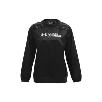 Under Armour Recover Повседневная однотонная толстовка с круглым вырезом и большим логотипом, женская толстовка с длинным рукавом, черная 1364012-001 S