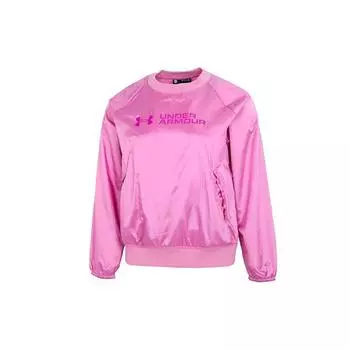 Under Armour Recover Woven Shine Crew Letter Print Sports Casual Round Neck Толстовка женская толстовка розовая 1364012-680 L
