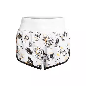 Under Armour Reflective Logo Elastic All Over Print Comfortable Casual Shorts Women shorts White 1382966-100 S
