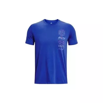 Under Armour Ретро Допамин Письмо Принт Круглый Вырез Спортивная Футболка Мужские Топы Синий 1374424-486 XL