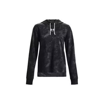 Under Armour Rival All Over Tie Dye Logo Hoodie Women Hoodies Black 1373035-001 S