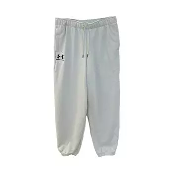 Under Armour Rival Logo Comfortable Warm Casual Knit Sports Pants Women pants Gray White 1387222-114 XL