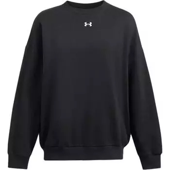 Under Armour Rival Loose Fit Crew Neck Long Sleeve Sweatshirt Women tops Black 1386463-001 L