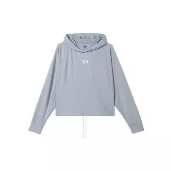 Under Armour Rival Solid Logo Loose Long Sleeve Hoodie Women Hoodie Harbor-Blue 1376992-465 M