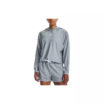 Under Armour Rival Solid Logo Loose Long Sleeve Hoodie Women Hoodie Harbor-Blue 1376992-465 L