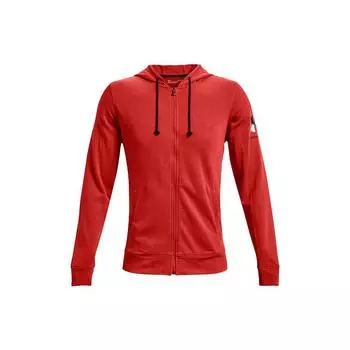 Under Armour Rival Толстовка с капюшоном на молнии для тренировок свободного кроя с принтом логотипа для мужчин толстовки Глянцево-красный 1361606-839 L