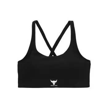 Under Armour Rock Johnson Series Logo Print Medium Support Crossback Sports Bra Женское нижнее белье Черный 1380181-001 L